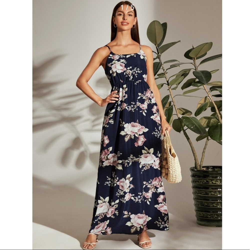 NWOT Floral Print Maxi Cami Dress